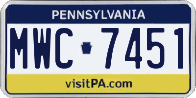 PA license plate MWC7451