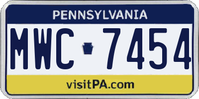 PA license plate MWC7454