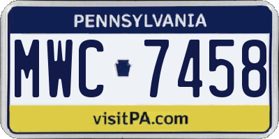 PA license plate MWC7458