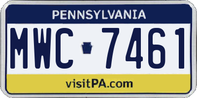 PA license plate MWC7461