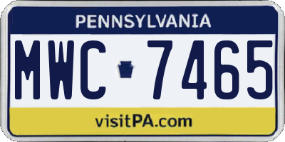PA license plate MWC7465