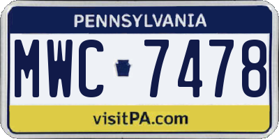 PA license plate MWC7478