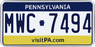 PA license plate MWC7494