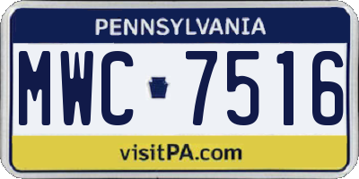 PA license plate MWC7516