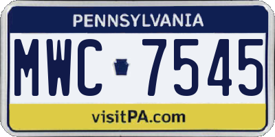 PA license plate MWC7545