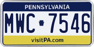PA license plate MWC7546