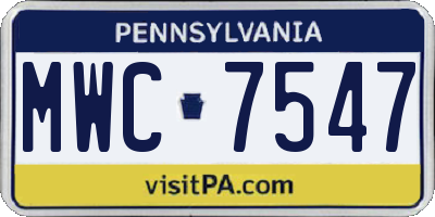 PA license plate MWC7547