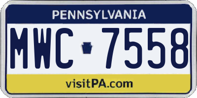 PA license plate MWC7558