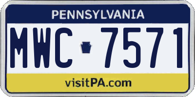 PA license plate MWC7571
