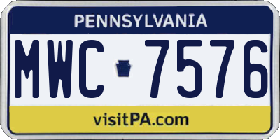 PA license plate MWC7576