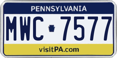 PA license plate MWC7577