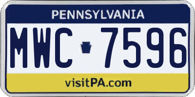 PA license plate MWC7596
