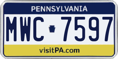 PA license plate MWC7597