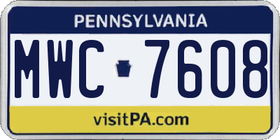 PA license plate MWC7608
