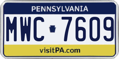 PA license plate MWC7609