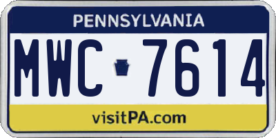 PA license plate MWC7614