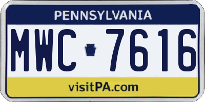 PA license plate MWC7616