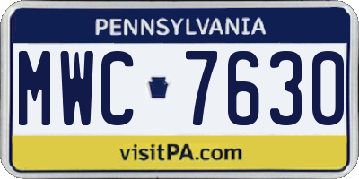 PA license plate MWC7630