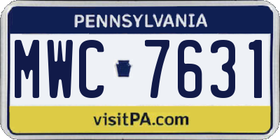 PA license plate MWC7631