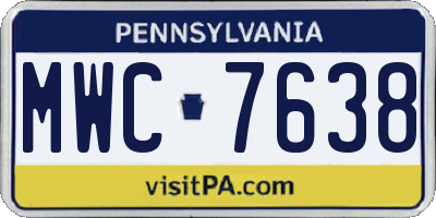 PA license plate MWC7638