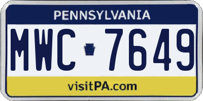 PA license plate MWC7649
