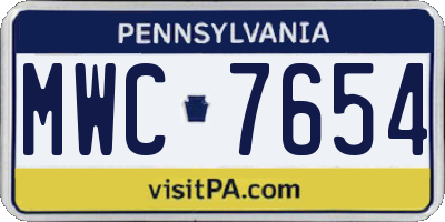PA license plate MWC7654