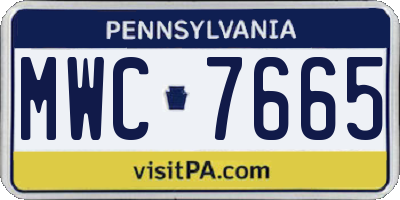 PA license plate MWC7665