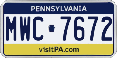 PA license plate MWC7672