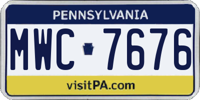 PA license plate MWC7676