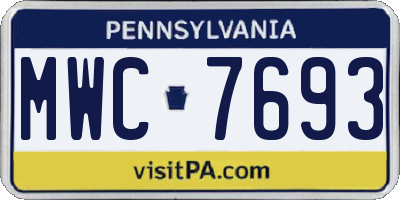 PA license plate MWC7693