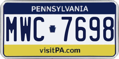 PA license plate MWC7698
