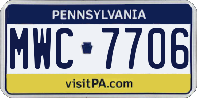 PA license plate MWC7706