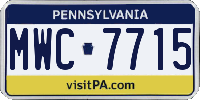 PA license plate MWC7715