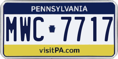 PA license plate MWC7717