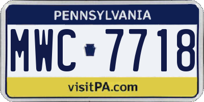 PA license plate MWC7718