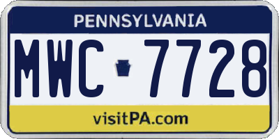 PA license plate MWC7728