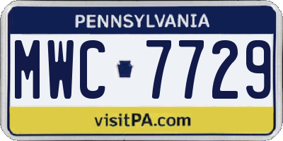 PA license plate MWC7729