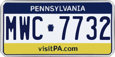 PA license plate MWC7732