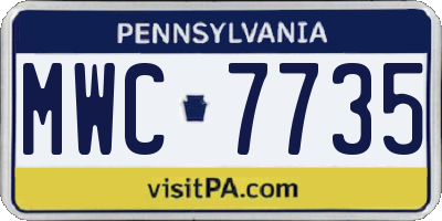 PA license plate MWC7735