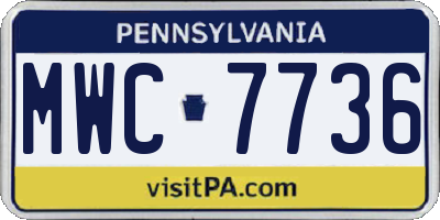 PA license plate MWC7736