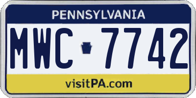 PA license plate MWC7742