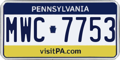 PA license plate MWC7753