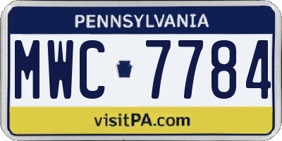 PA license plate MWC7784