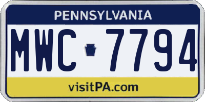 PA license plate MWC7794