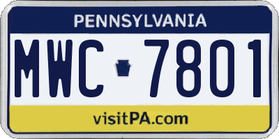 PA license plate MWC7801