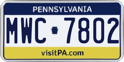 PA license plate MWC7802