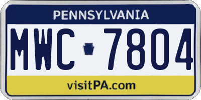 PA license plate MWC7804