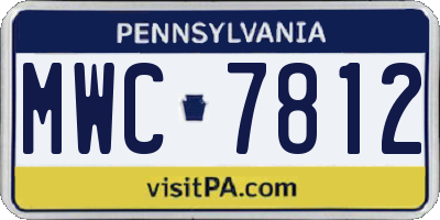 PA license plate MWC7812