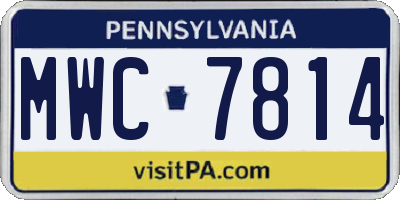 PA license plate MWC7814