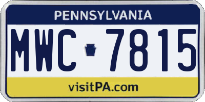 PA license plate MWC7815